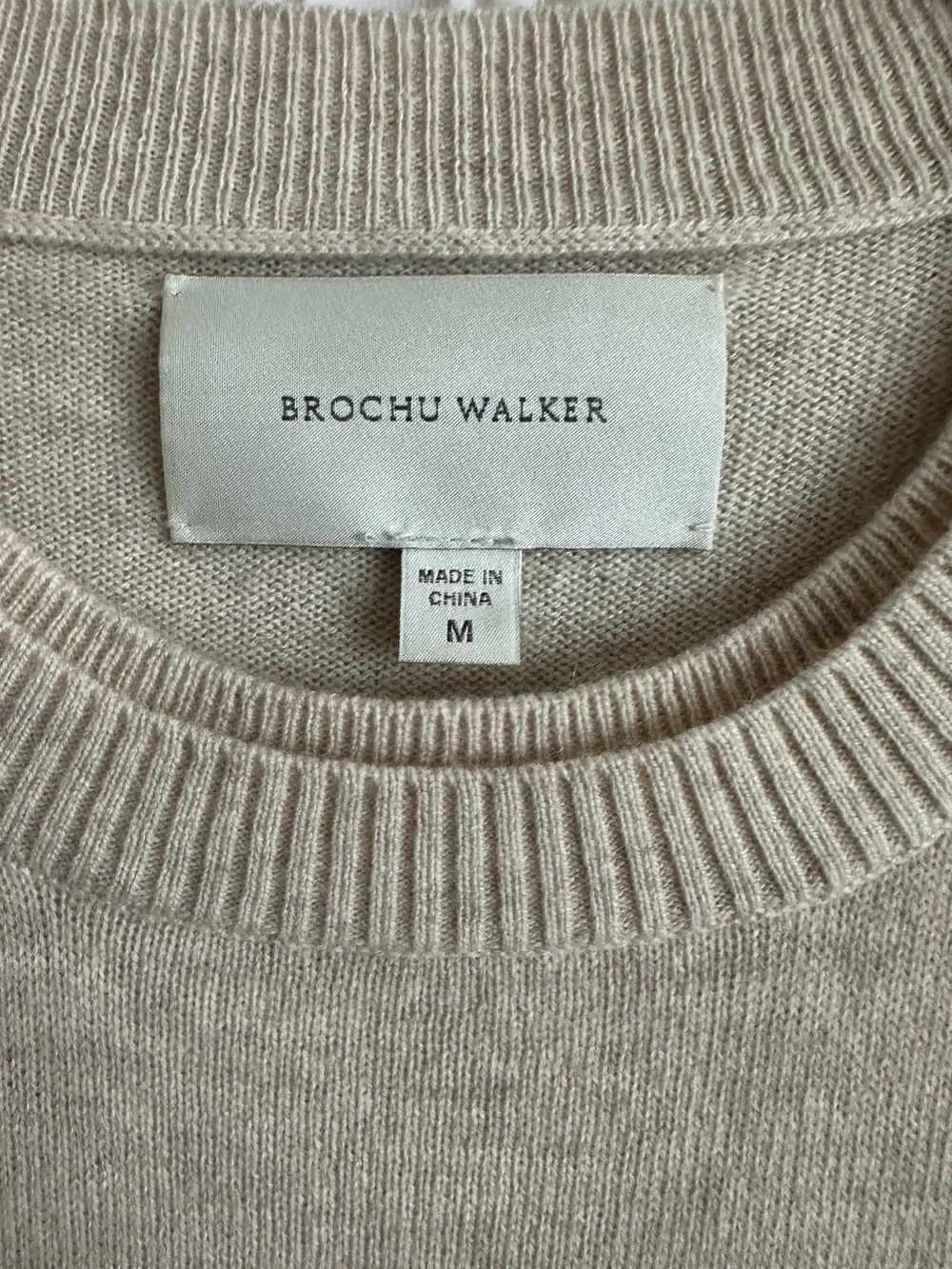 Brochu Walker Ebella Layered Crew Sweater Wool Cashmere Oatmeal Medium